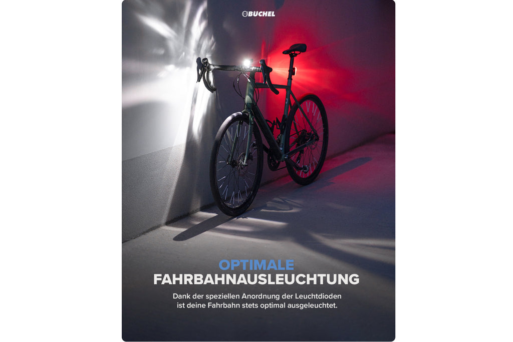 Büchel Fahrradlicht - BL Bikes 300 Lang | LUX 30/15 – Batterieleuchtenset 